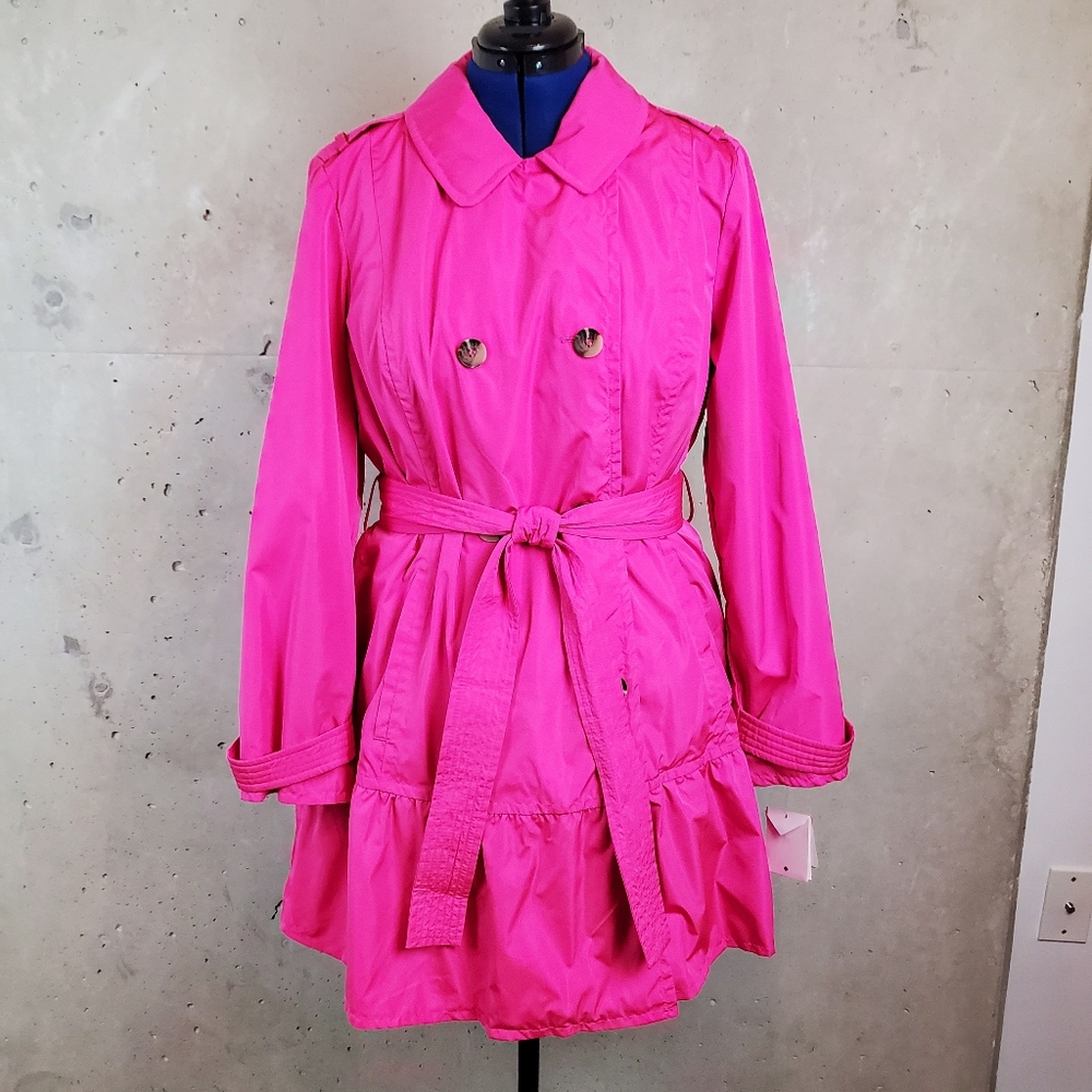 Kate Spade hot pink rain coat trench size XL - Picture 4 of 16